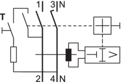 Schaltzeichnung FI-Schalter, 2-polig, Typ A, QC